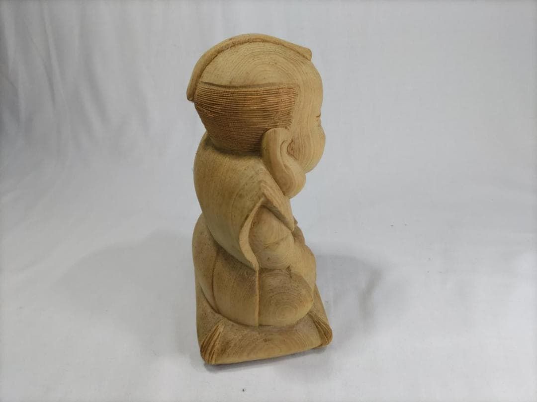 在庫処分品　【福助】木彫り　高さ25ｃｍ　おでこに傷　送料無料！