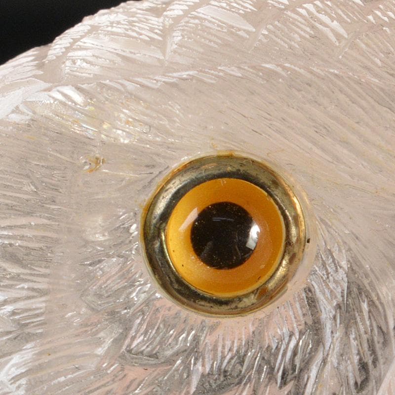 天然石彫刻　ラブラドライト　ロッククリスタル　虎目石　梟　置物　M　R7422