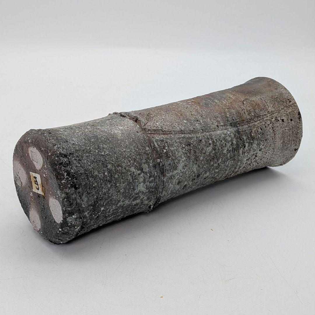 酉々窯 岩淵重哉 自然釉竹花生 四方桟盛蓋共箱共布栞 花器 フラワーベース 京焼