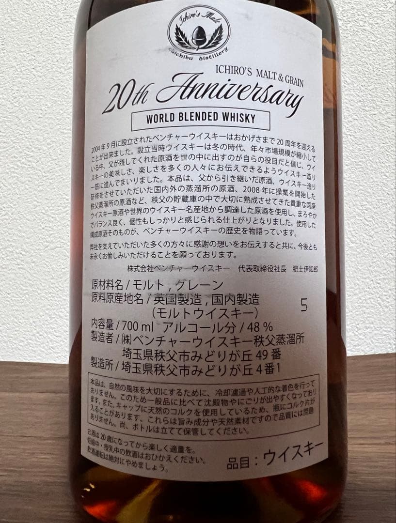 イチローズモルト 20周年 記念ボトル 定価