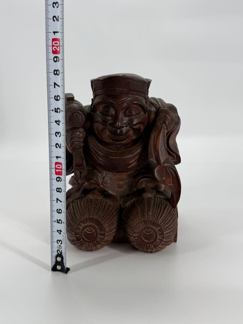 佐藤正貫作　木彫り　恵比寿　大黒天　置物　一対　明治