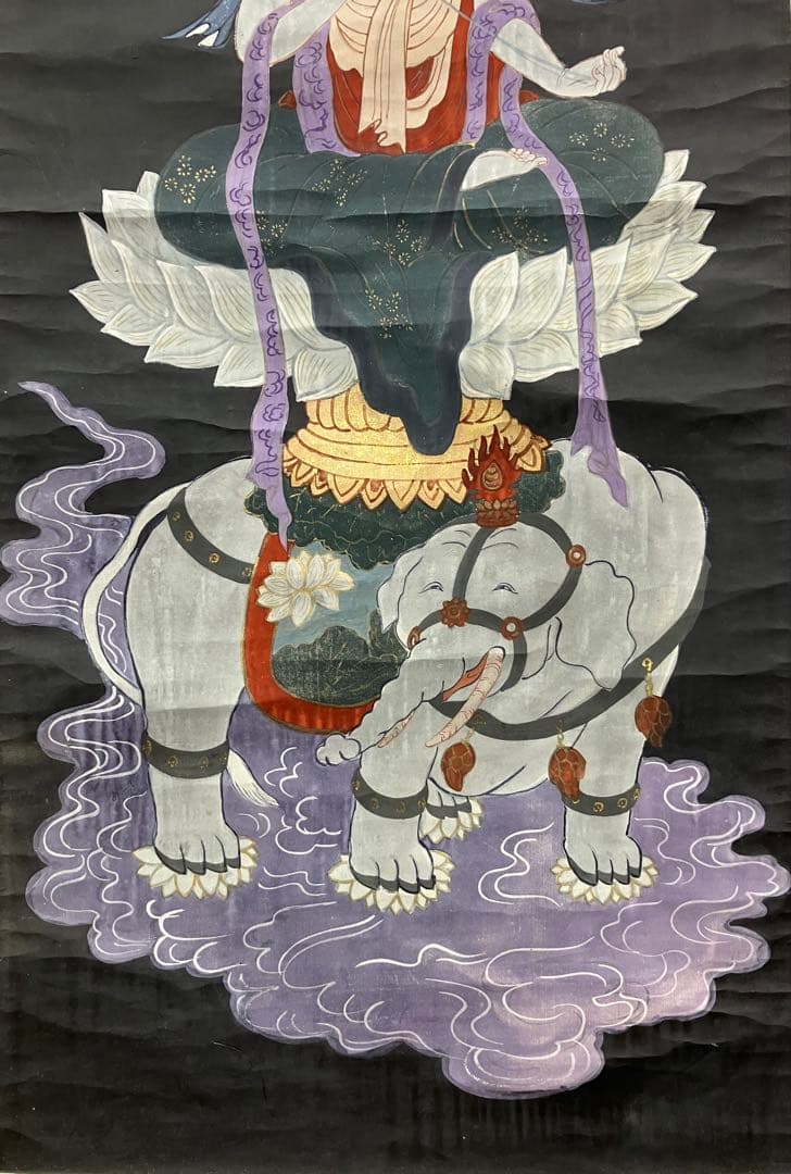 仏画（普賢菩薩）紙本　掛軸