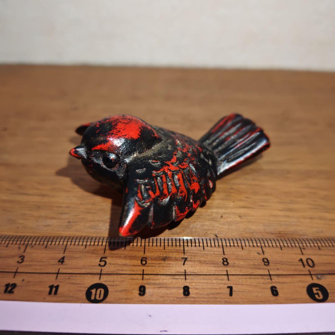 時代提物 極上木彫根付【福来雀】両羽根間約5.1cm 嘴尾間約6cm 重さ約8ｇ