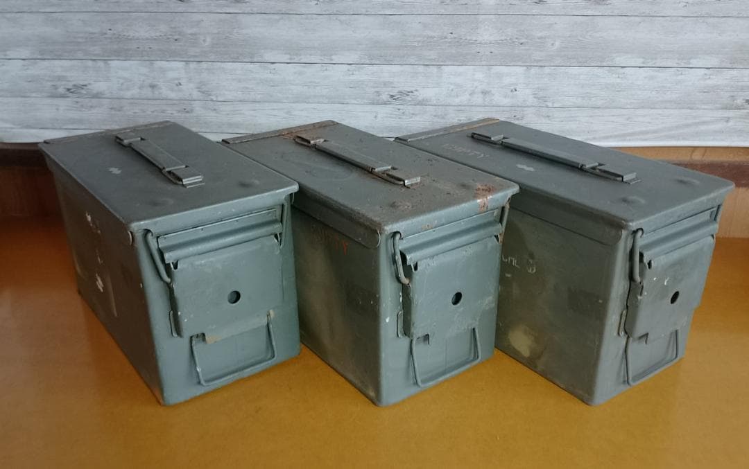 実物 USED 米軍 弾薬箱 アンモボックス 3セットインテリア サバゲー
