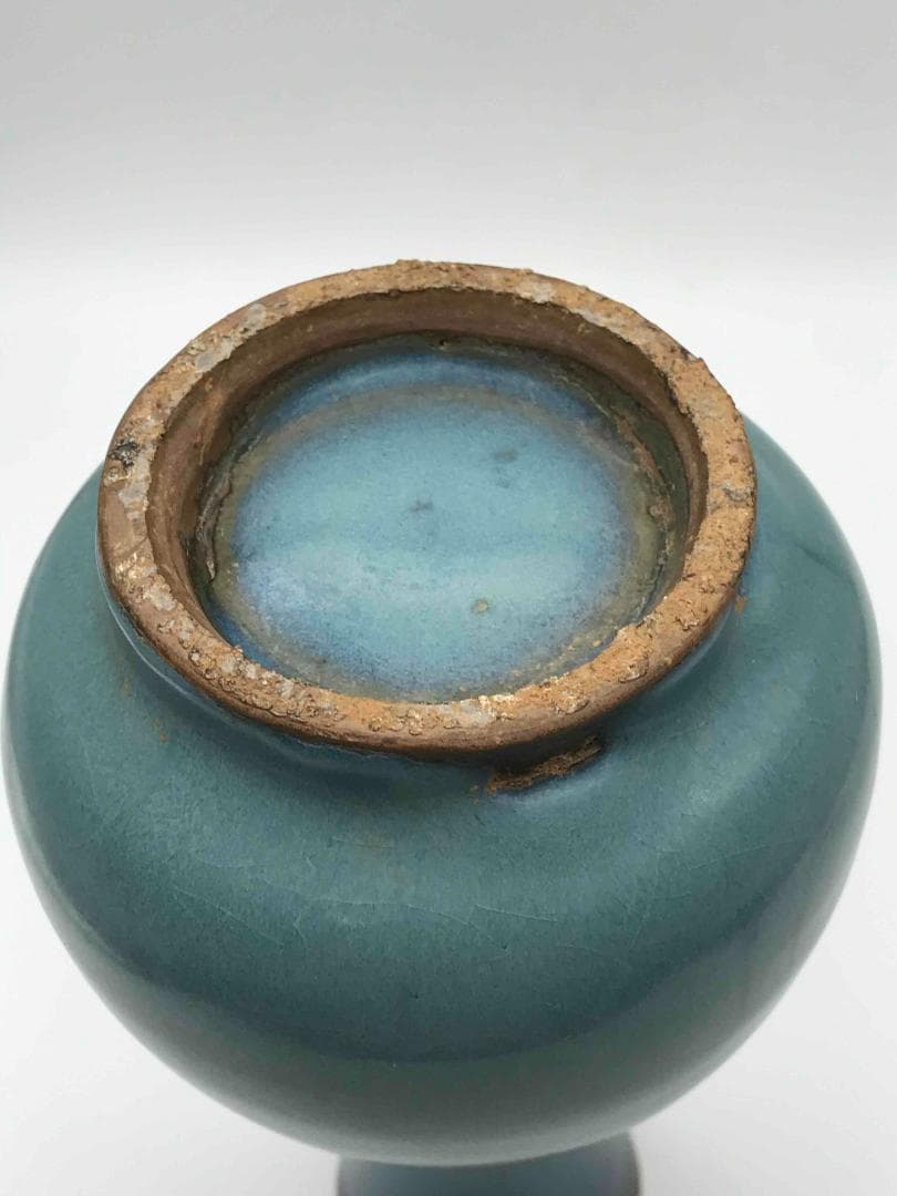 北宋時代　砧青磁広口瓶 尊　水注　青白磁　花瓶　茶入　茶道具(D-71)