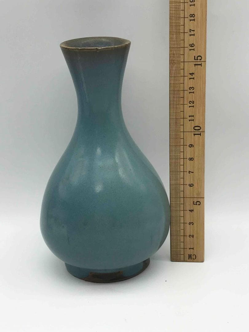 北宋時代　砧青磁広口瓶 尊　水注　青白磁　花瓶　茶入　茶道具(D-71)