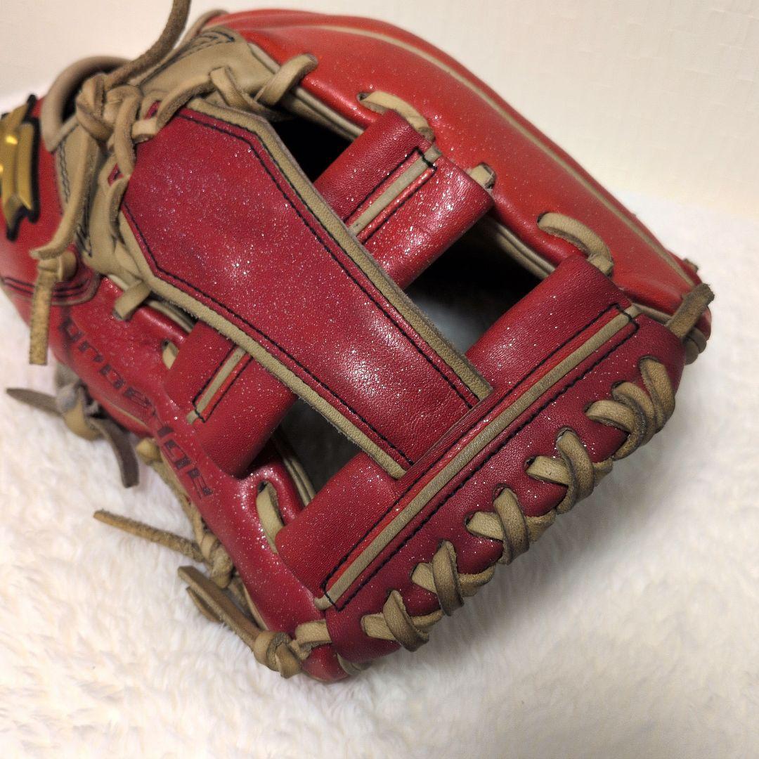 即戦力♡SSK最高峰【プロエッジ 】軟式 内野手用 グローブ 赤ラメ×ベージュ