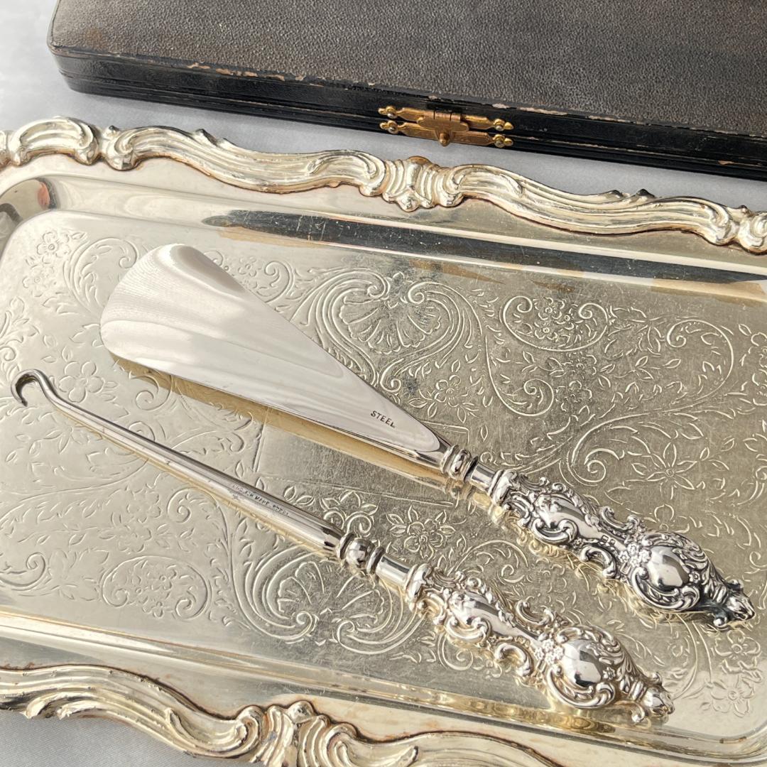 【Adie & Lovekin】【純銀ハンドル】 靴べら / ボタンフック