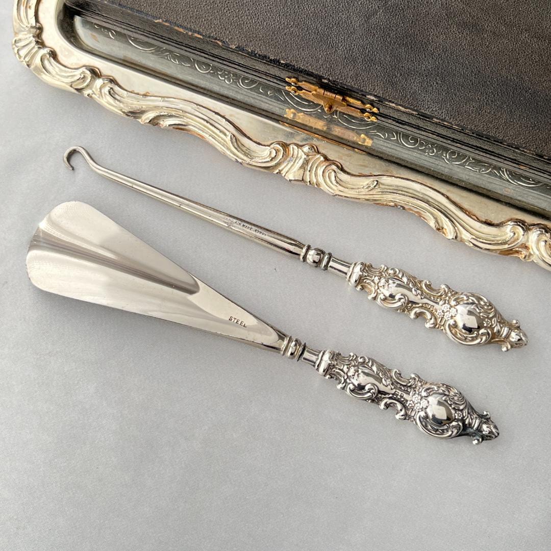 【Adie & Lovekin】【純銀ハンドル】 靴べら / ボタンフック