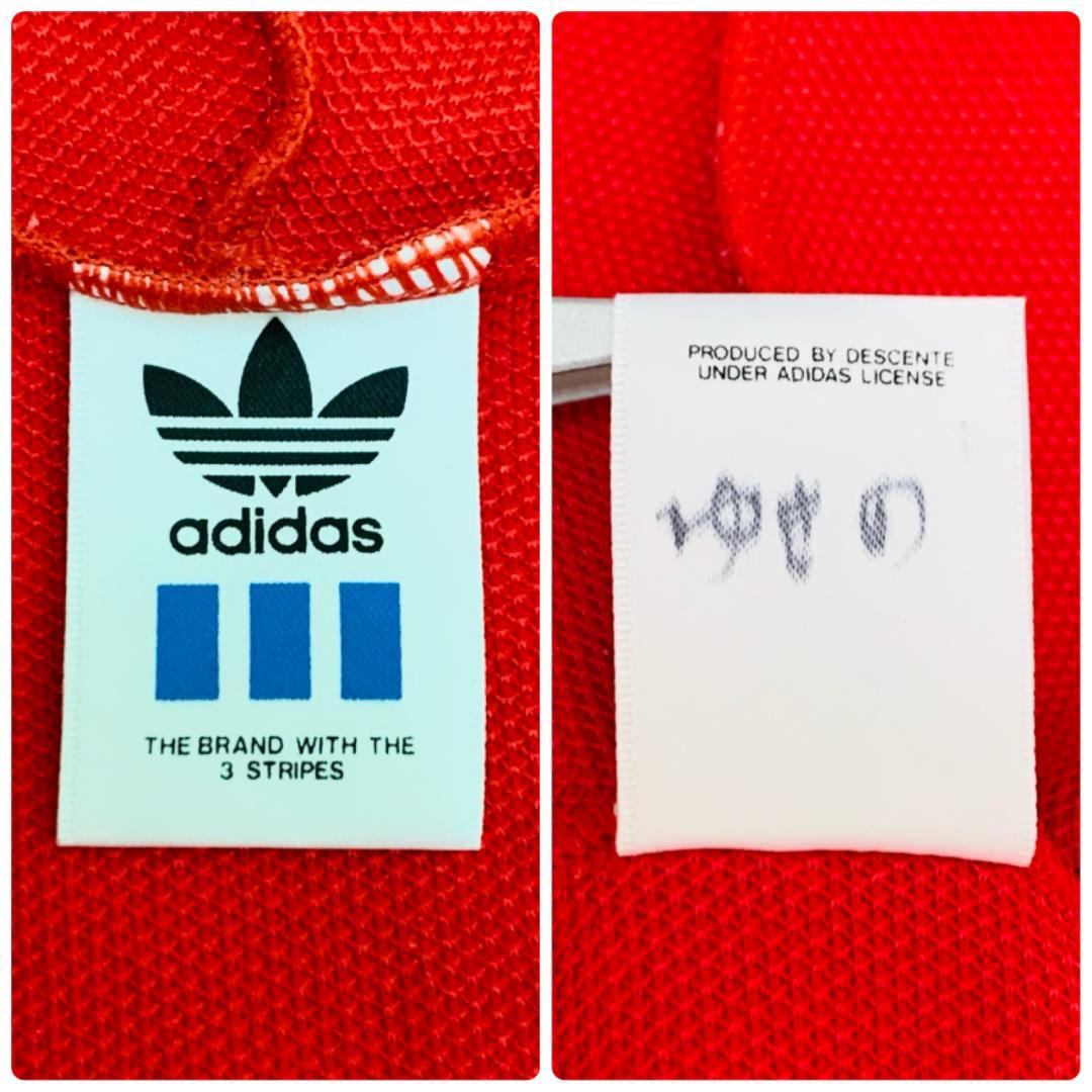 希少 保存◎ デサント製 adidas トラックスーツ 赤 日本製 70s後期