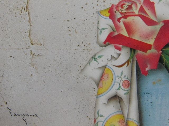 谷川泰宏、薔薇のスカーフ、希少な額装用画集より、新品高級額装付、状態良好