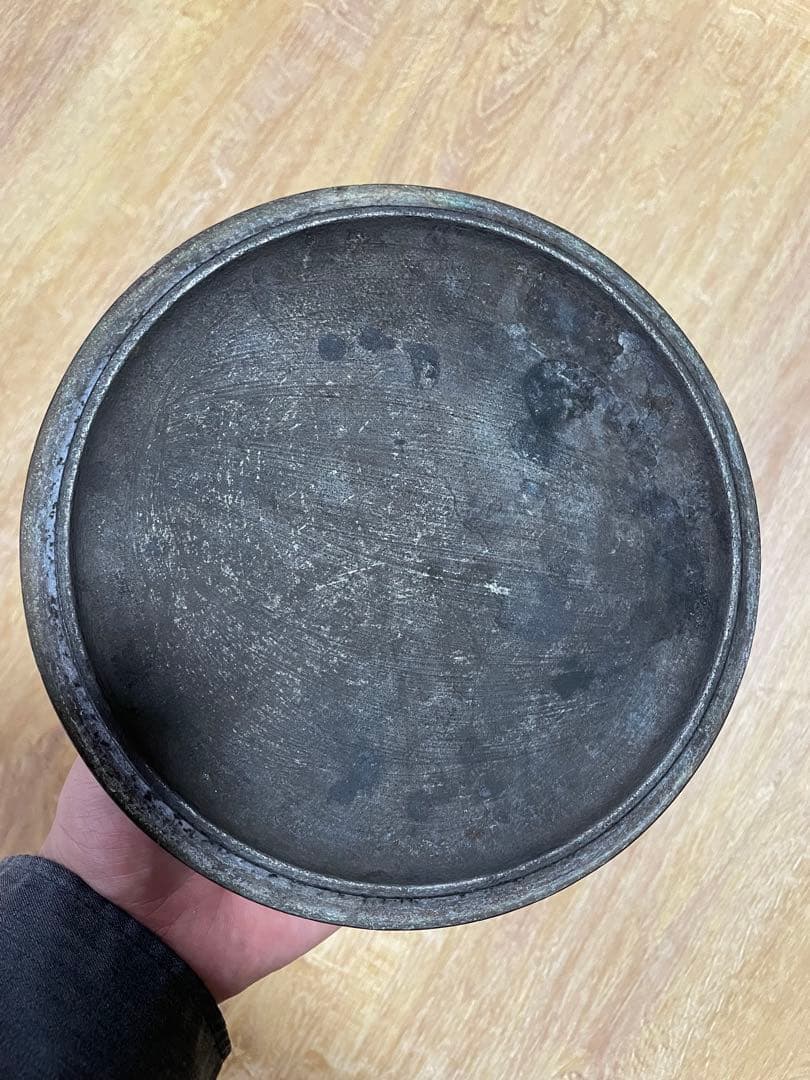 銅製 茶釜 矢のデザイン　骨董品