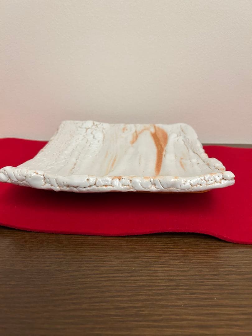 堀一郎作　志野四方皿