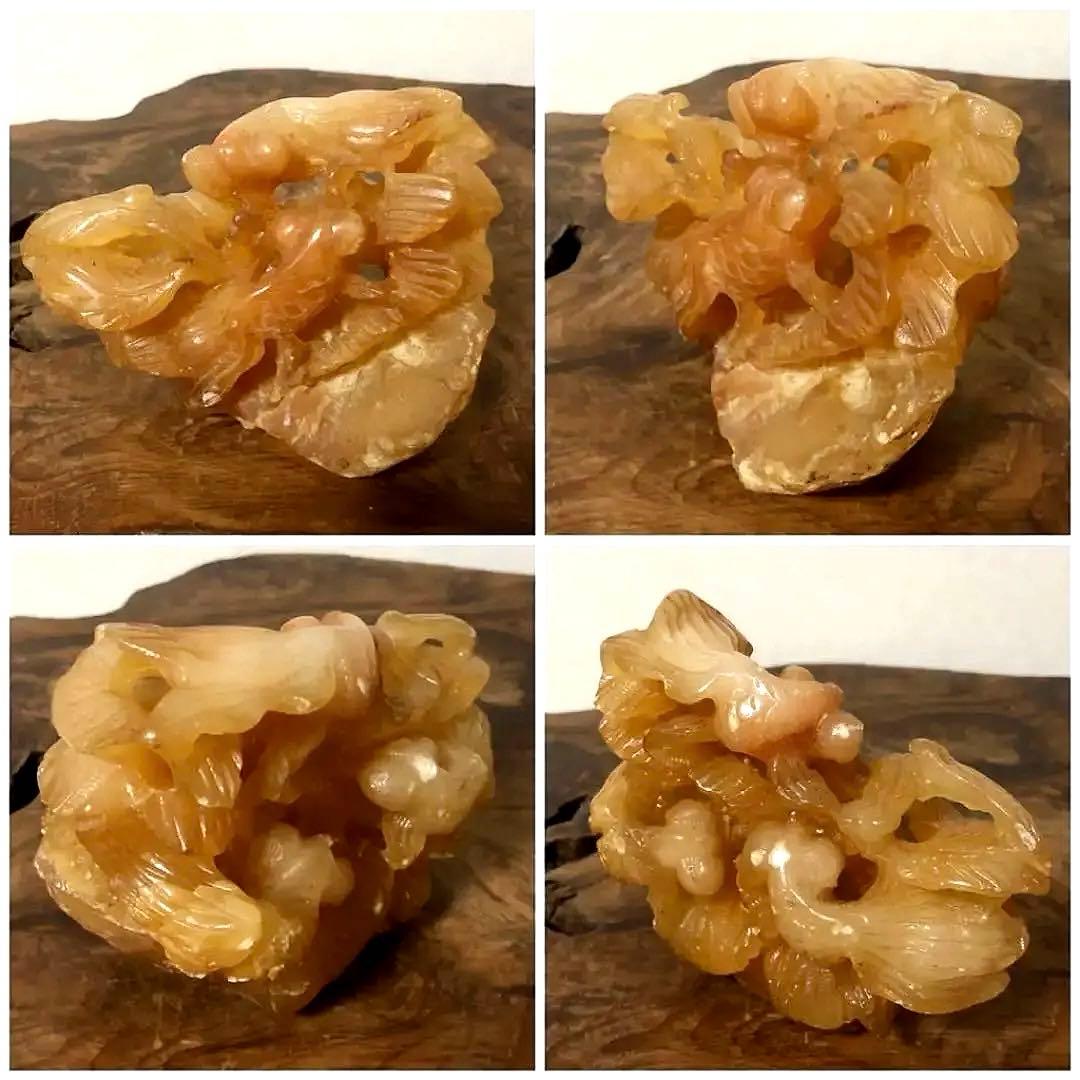 中国 古玉 出目金 透かし彫り 彫刻