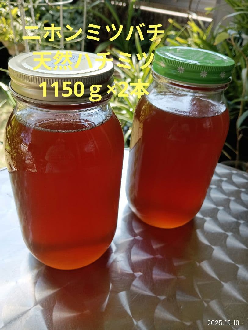 ニホンミツバチの百花蜜　天然ハチミツ　1150グラム　2本セット