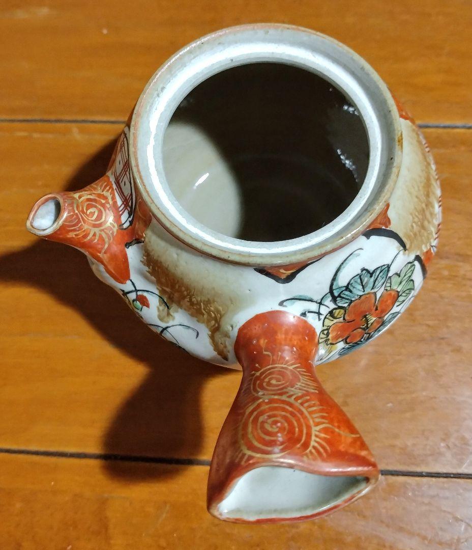 九谷焼 赤絵 金彩 人物 花絵 茶器セット 7点 明治時代物