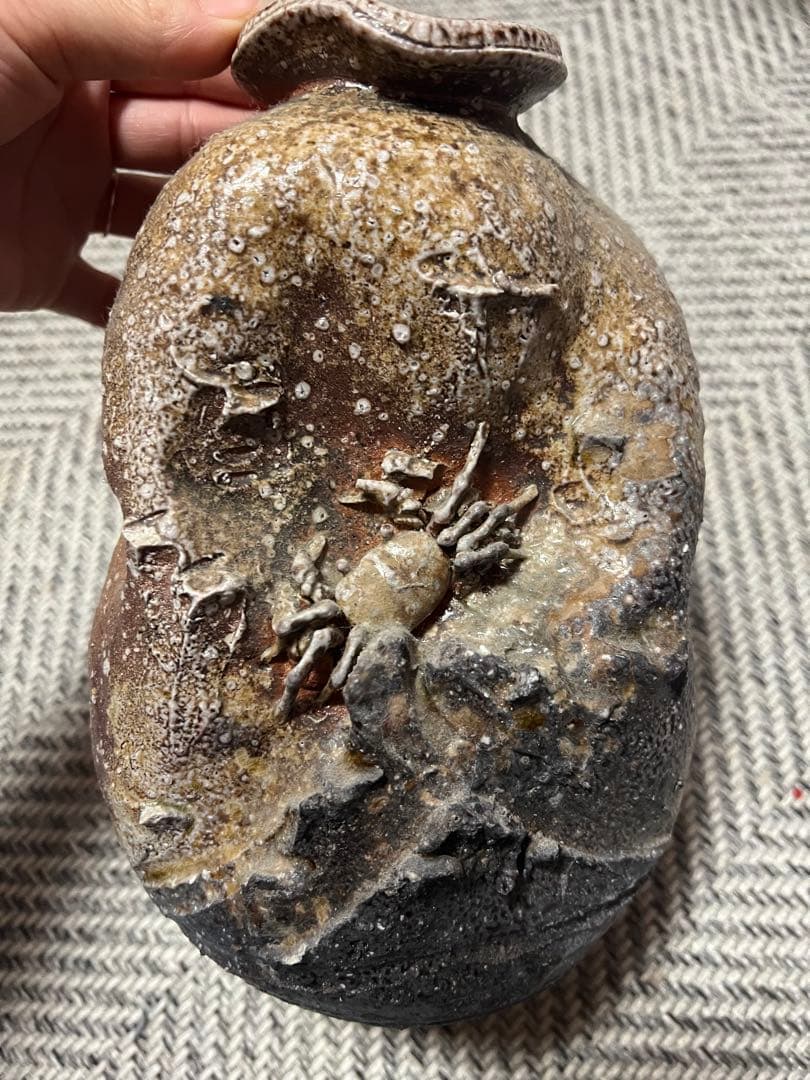 蟹　花瓶　壺　焼物