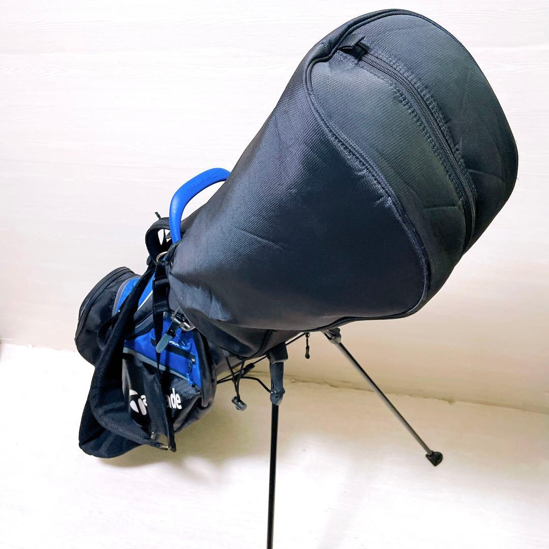 美品 テーラーメイド キャディバッグ スタンド式 9.5型 7分割 黒 青