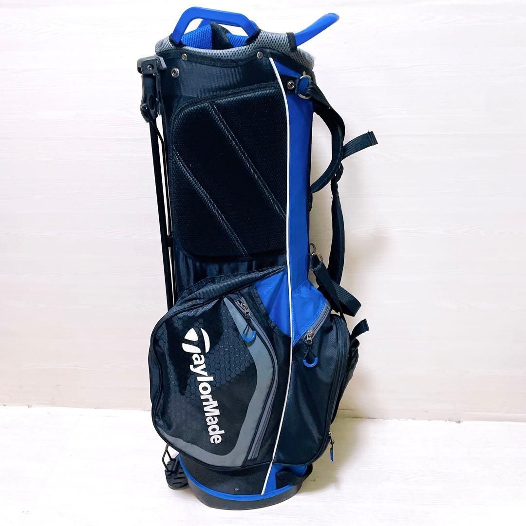 美品 テーラーメイド キャディバッグ スタンド式 9.5型 7分割 黒 青
