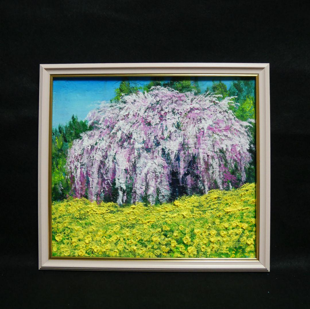 油絵 油彩 油彩画 絵 絵画 【しだれ桜】