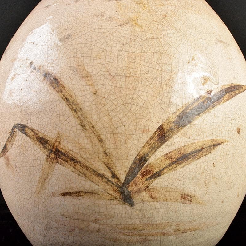 北大路魯山人作　志野焼　絵志野　鉄絵草文　大徳利　M　R5619B