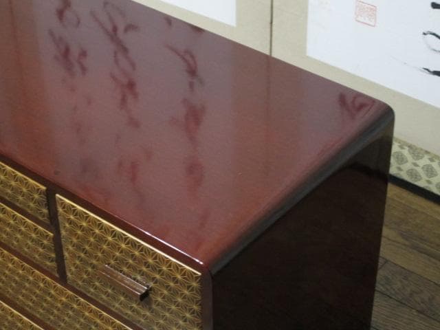 皇室献上品 伝統工芸 箱根寄木細工 木象嵌 麻の葉文様 民芸 箪笥 26万円