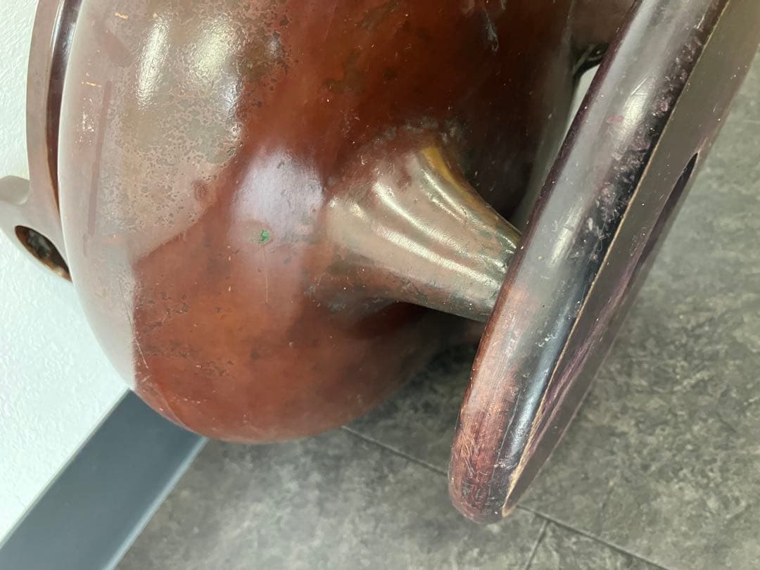 値下げ！喜龍堂造？㐂龍堂？紫銅　宣徳瓶掛　火鉢　金紫銅　唐金　茶道具