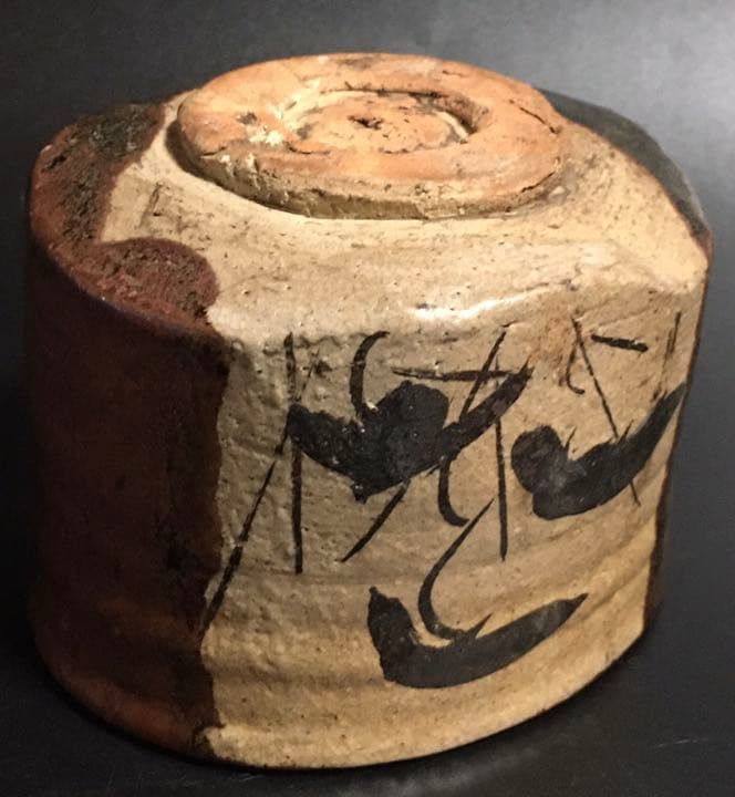 絵唐津 古唐津筒茶碗 茶道具 時代品 鉄絵 抹茶碗 骨董品