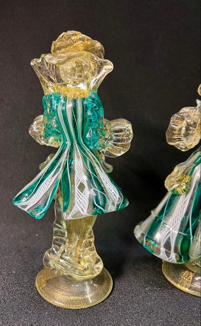 ベネチアン　ムラーノガラス　男女ペアー人形　置物