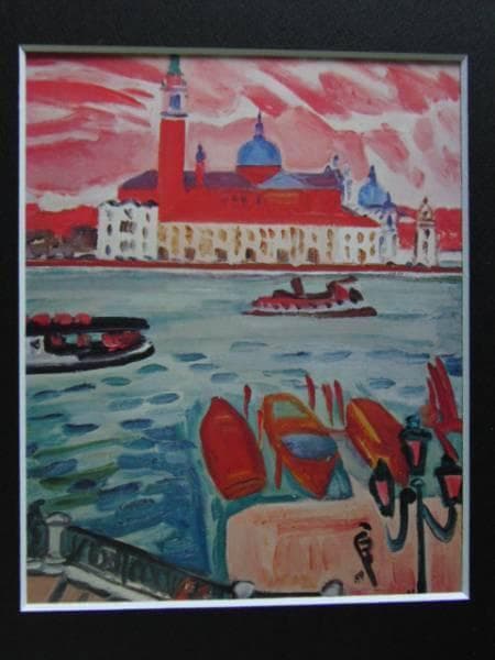 野口 弥太郎、ヴェネチュア風景、希少画集画、額装付