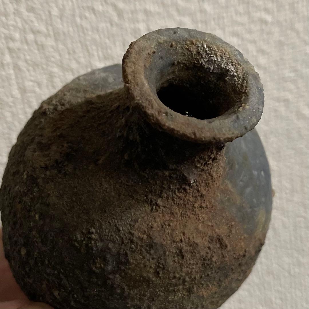 SNT12 古伊賀蹲花入　古伊賀　掛花入　茶道具　一輪挿 蹲 茶道具 蔵の整理品