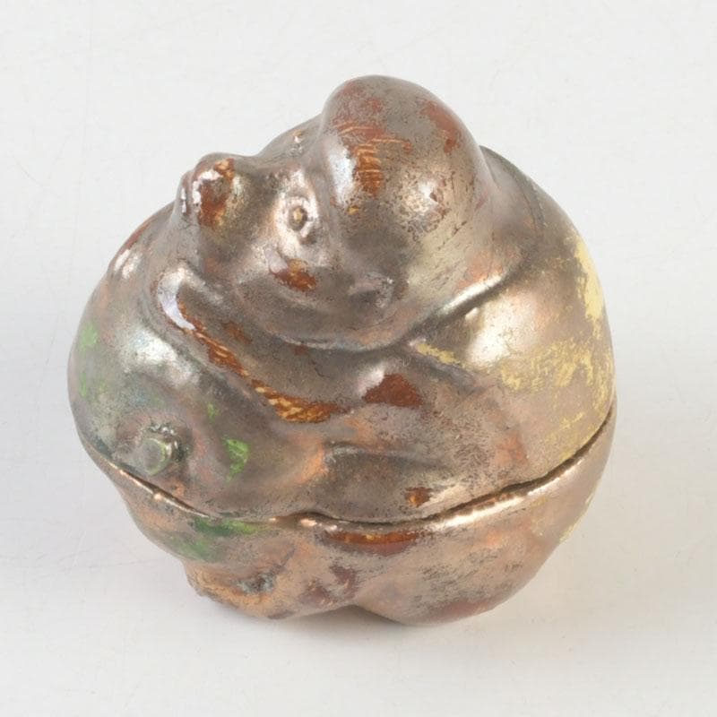 茶道具　京焼　吉向焼　五世松月作　猿香合　共箱　V　9783