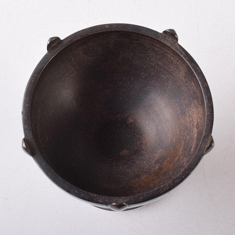 マル 茶道具　釜師　根来実三作　唐銅　火屋蓋置　共箱　V R8718