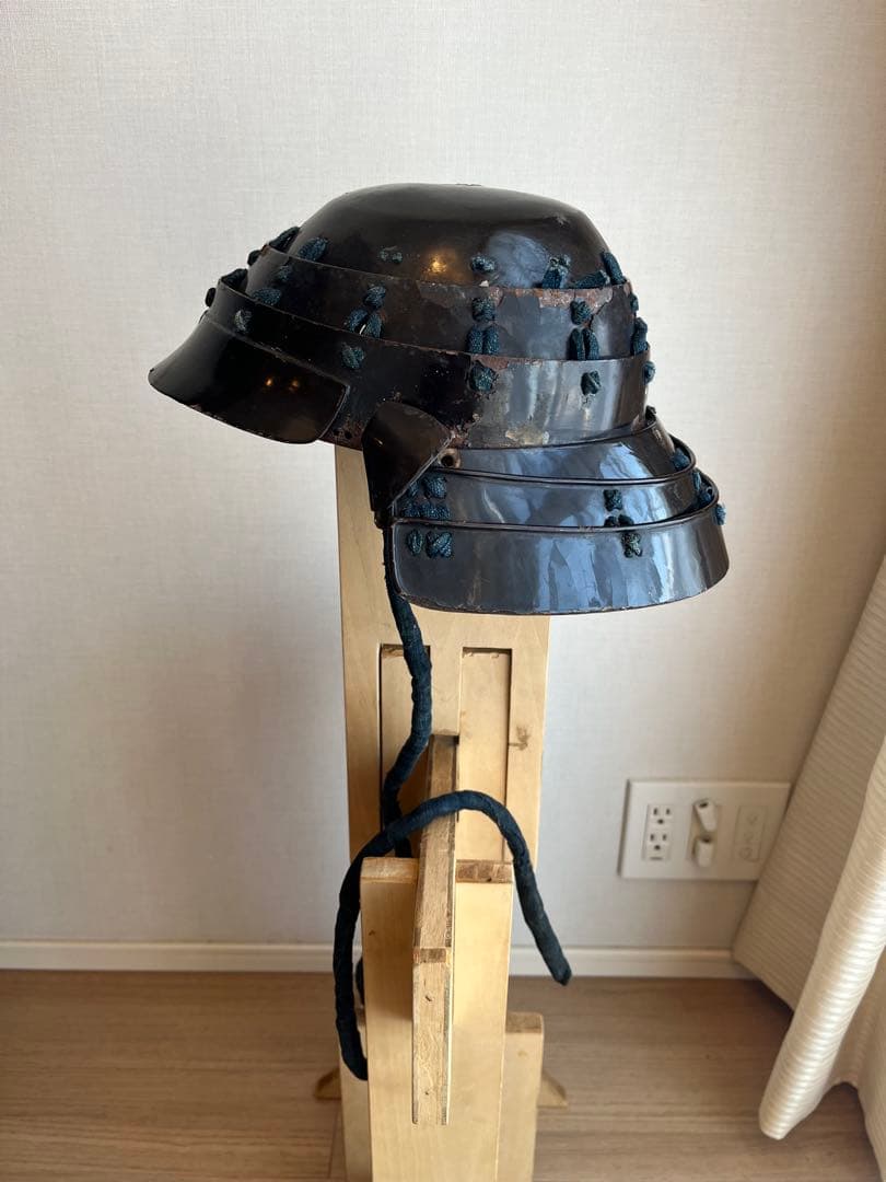 甲冑 兜 足軽 黒漆塗 提灯兜 ちょうちん兜 江戸文久期 仙台城下町旧家蔵出し