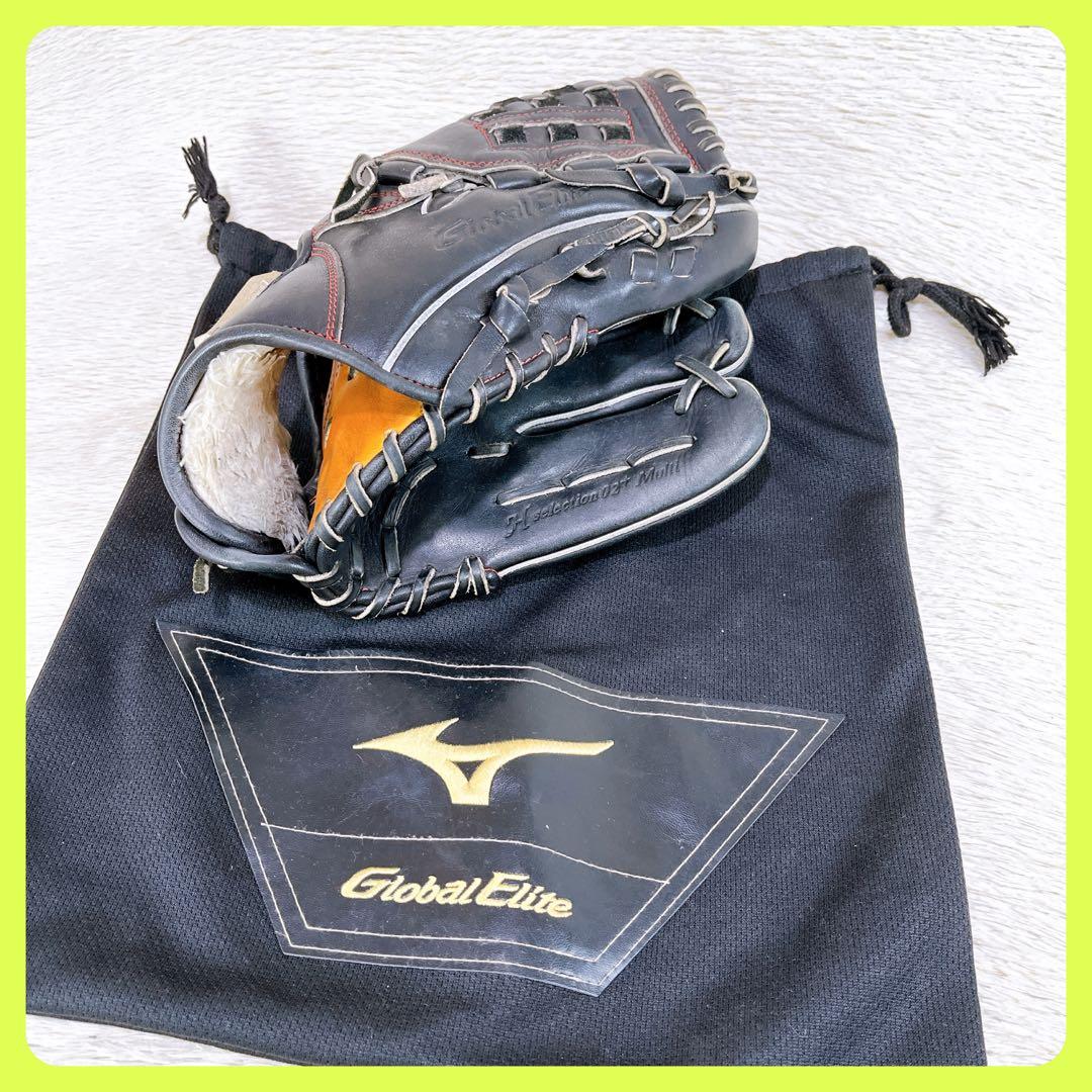 ミズノ MIZUNO グローバルエリート 軟式用グローブマルチ ブラック 11号