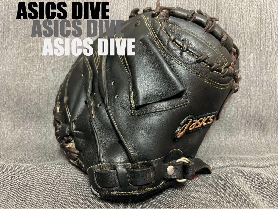 ASICS DIVE 少年野球　キャッチャーミット　グローブ 黒　軟式　ジュニア