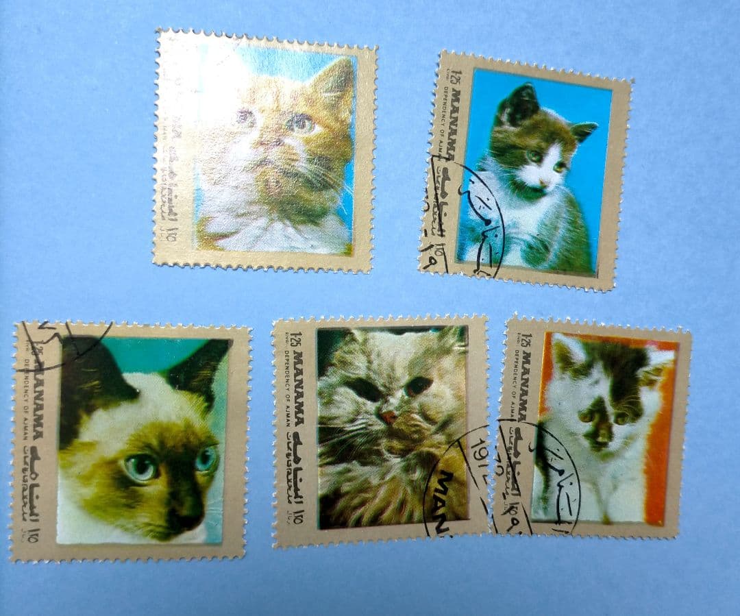 2797 外国切手 海外国々 ペット 猫 ねこ 色々 銷印有 18種まとめ