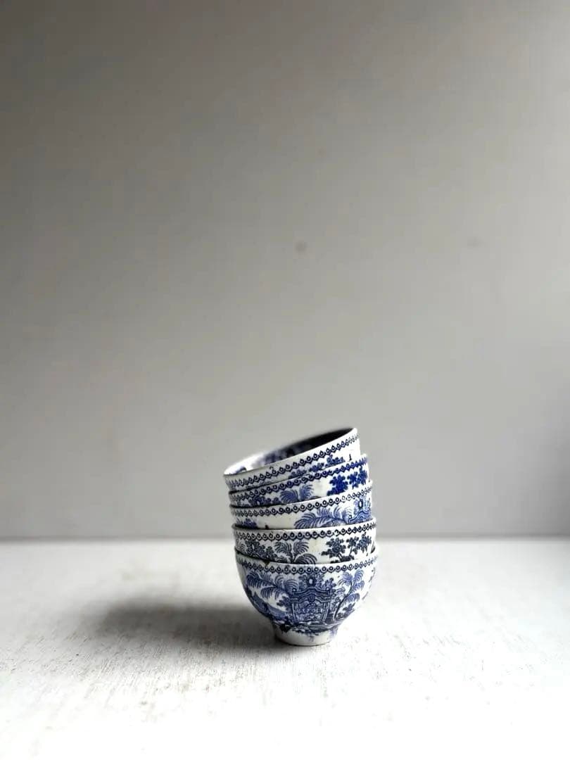 753 アンティーク オランダ デルフト焼 ティーボウル 煎茶椀 5客 金継ぎ