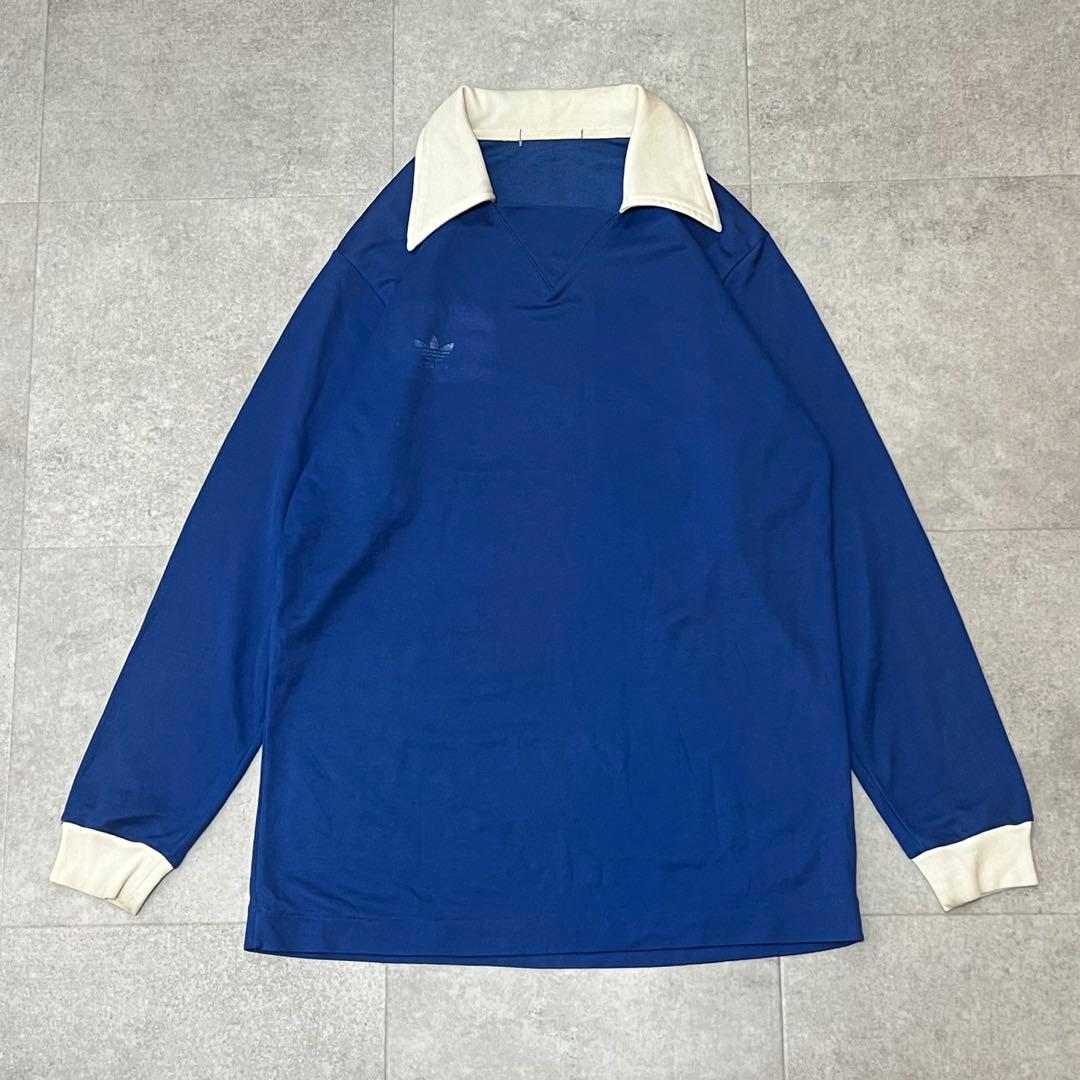 希少　70s 80s アディダス　ゲームシャツ　ユニフォーム　青　ビンテージ　L
