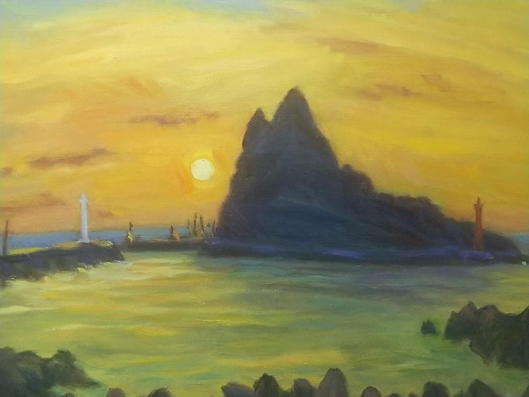 「ウトロ夕景」絵画 油絵 P10