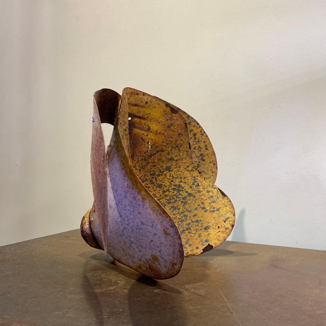 錆びた鉄製の犬のオブジェ マスク型 アンティーク