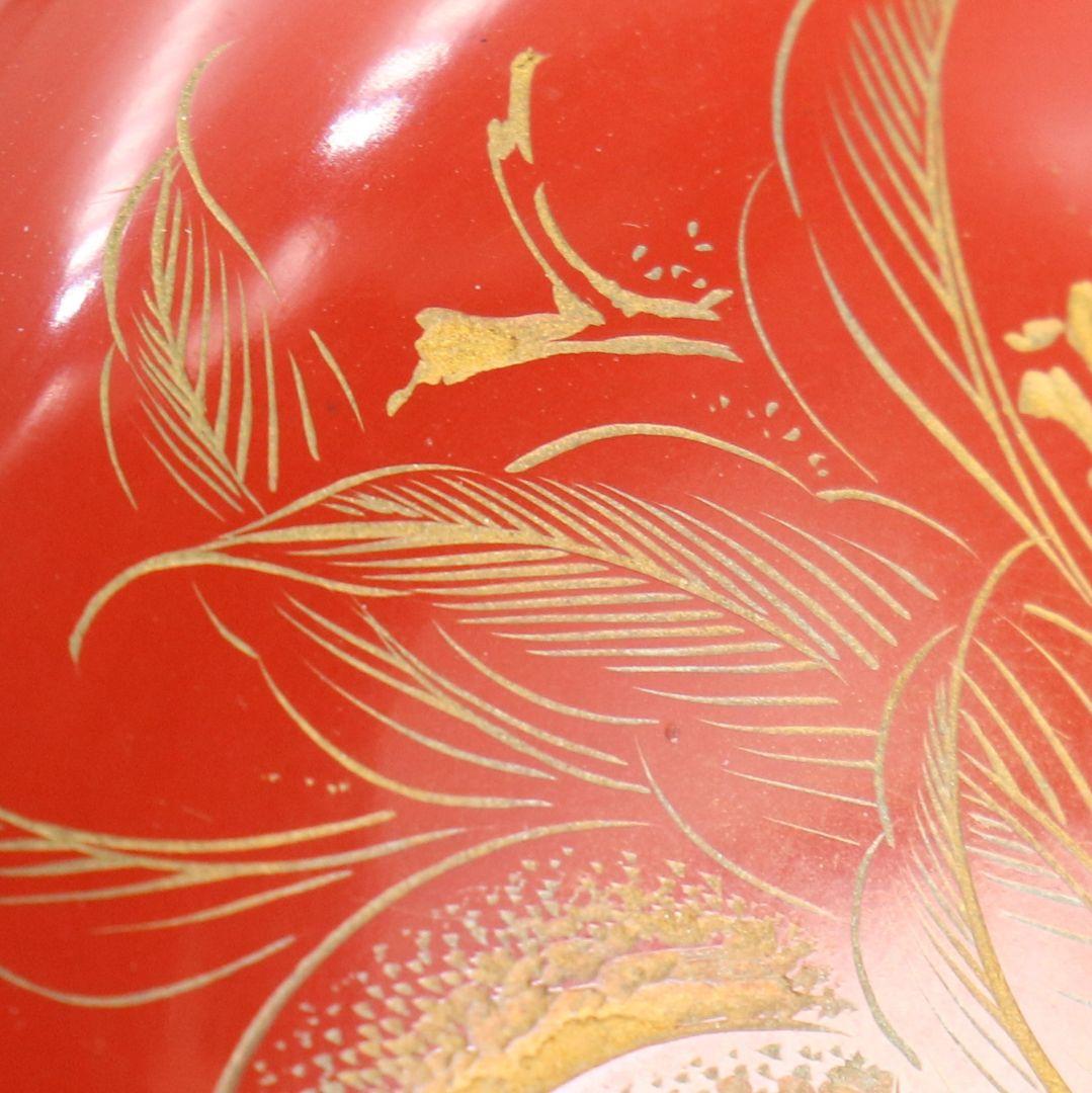 森下弘堂作 朱塗 沈金 香合 輪島塗 共箱　C974