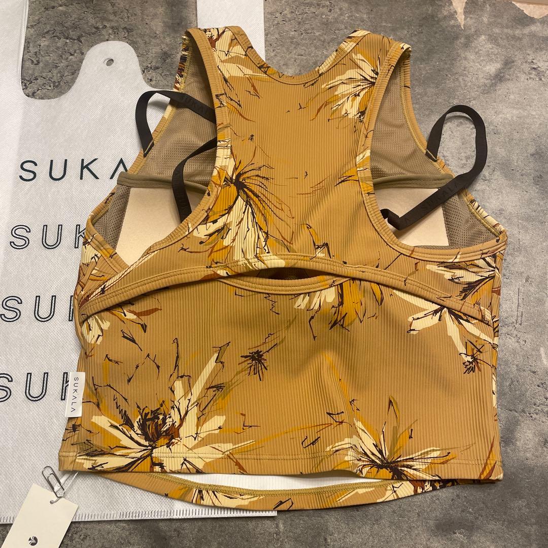 新品☆新作SUKALAリブBig フラワープリントショートタンクトップ