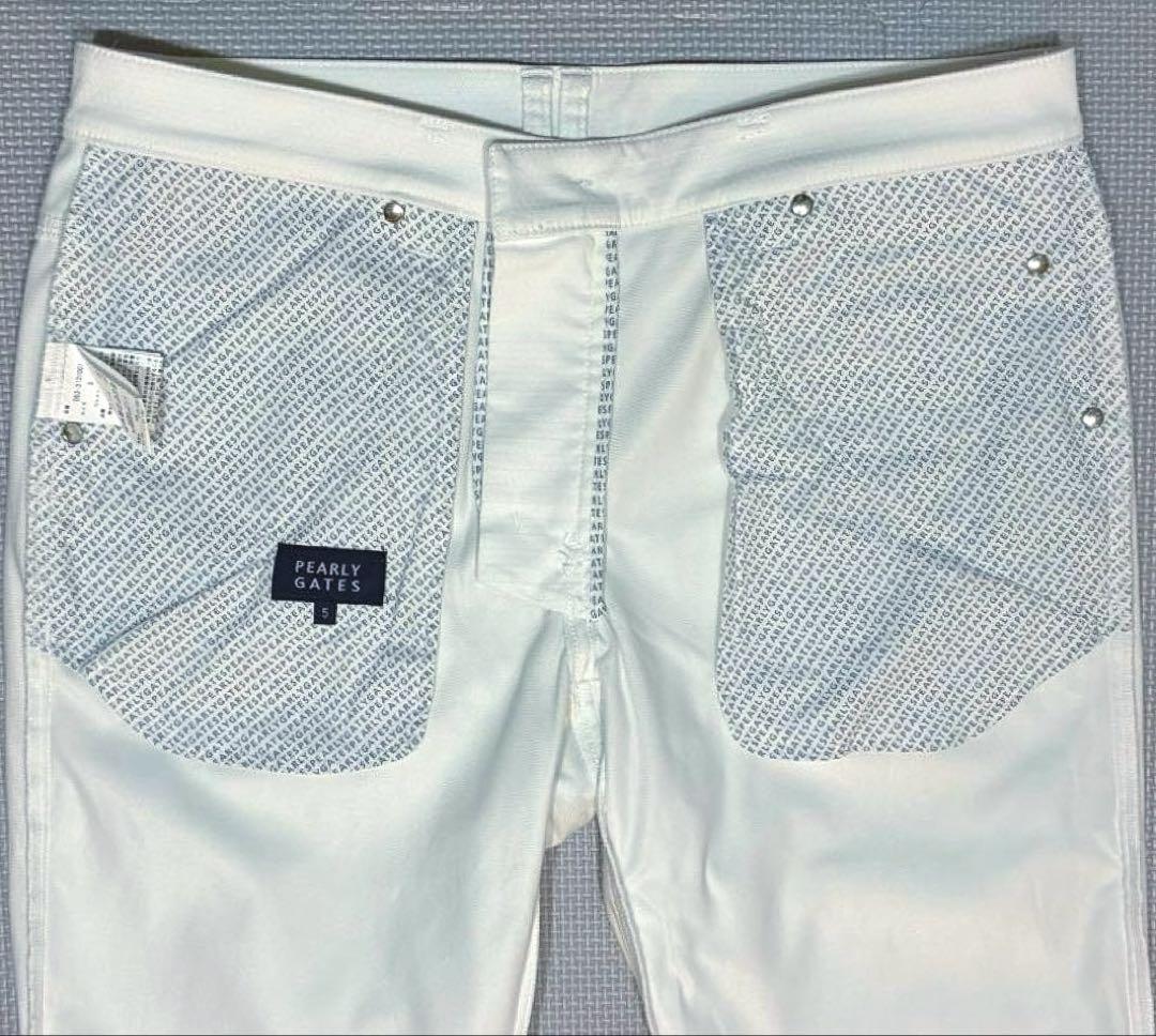 パーリーゲイツ ドビーピラミッド 表地ピーチボンディング5Pパンツ（WHT／5）