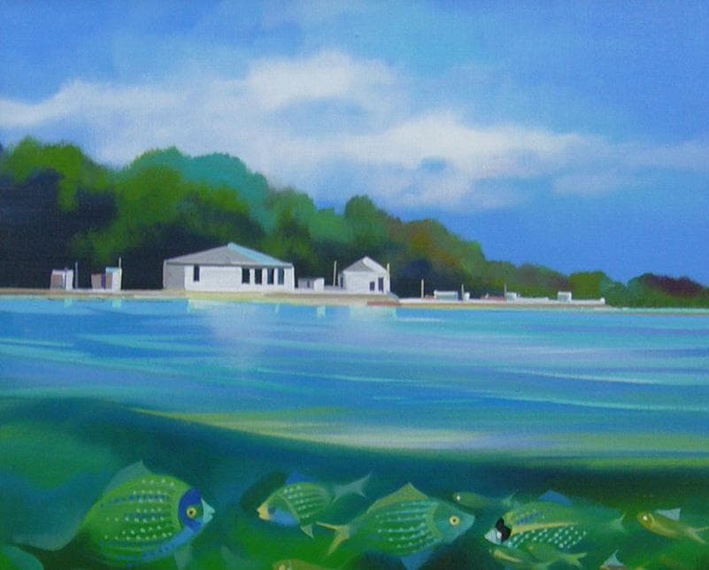 絵画 油絵 竹内敏彦 肉筆油絵 グリーンの輝き Ｆ12