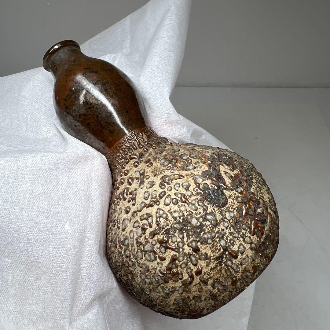 江戸時代　古相馬焼　瓢箪型花器一対　高さ約9㎝　東里7-0702⭐︎2F