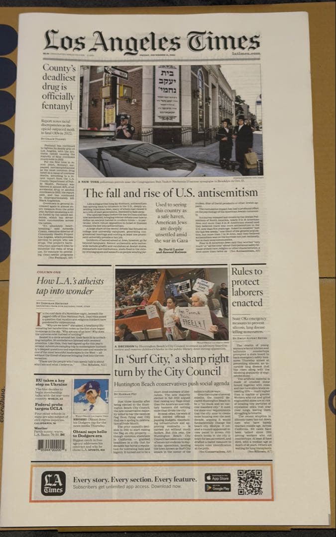 ドジャース　大谷翔平 『移籍記念号』超激レア ロサンゼルスタイムズ　額縁入②