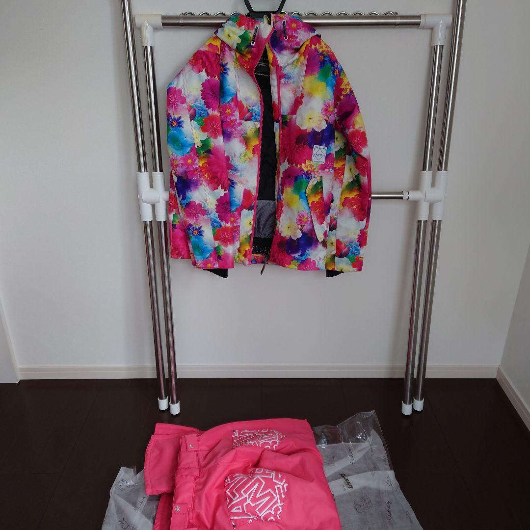 スノーボード　スノボ　スキー　ウェア　パステル　ピンク　花