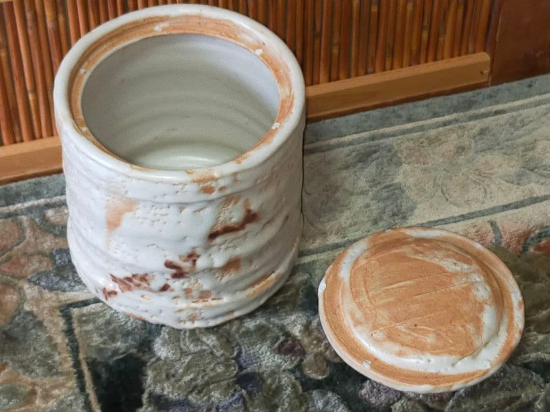 ♥美濃焼　各務周海　志野　水指　共箱付き　骨董品　古玩