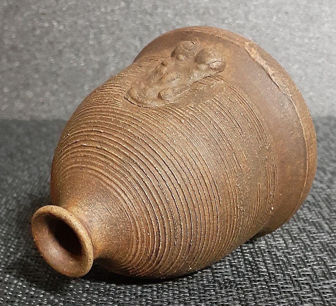 江戸時代末期　古備前　【極最小】　人形徳利　小壺　古備前壺　大黒様　縁起物